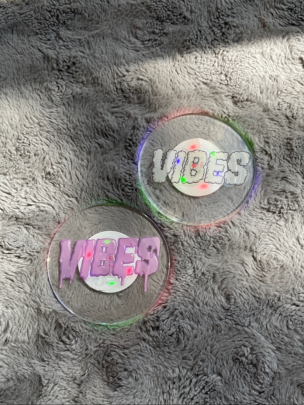 2 'Vibes' Decorative coasters that light up